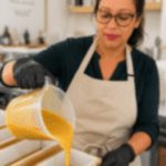 Handmade soap pouring First Nations yellow ochre soap